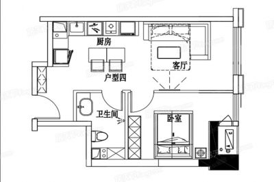 西安,西安家裝,西安家裝設計,西安小戶型設計公司,裝修方案戶型：1室1廳1衛(wèi)